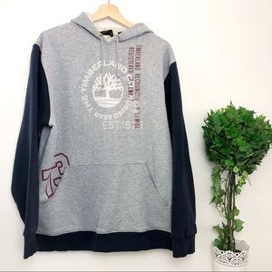 Timberland | VTG blue and gray 90’s logo hoodie